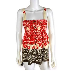 ROXY Vintage Y2K Smocked Chest Babydoll Top Size Small